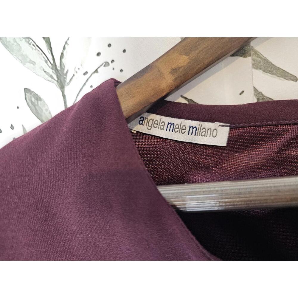 Angela Mele Milano Dress Plum Womens Size M Hem Detail